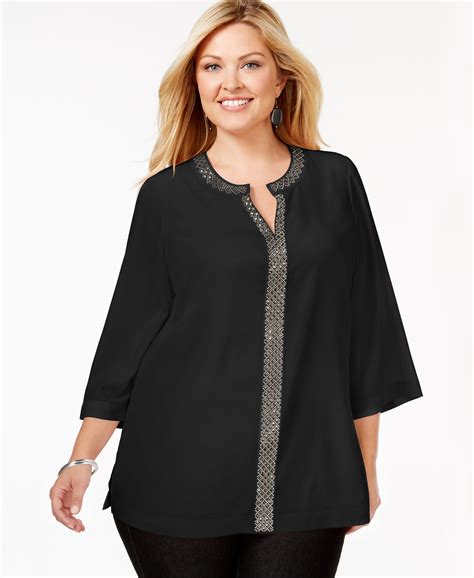 Women's Lace Knit Cotton Blouse, Created for Macy's. . Macys plus size blouses